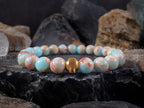 Aqua Terra Jasper Gemstone Bracelet: 24K Solid Gold Cat Eye Bead (6/8/10mm)