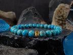 South African Turquoise Bracelet: 24K Gold Cat Eye Bead