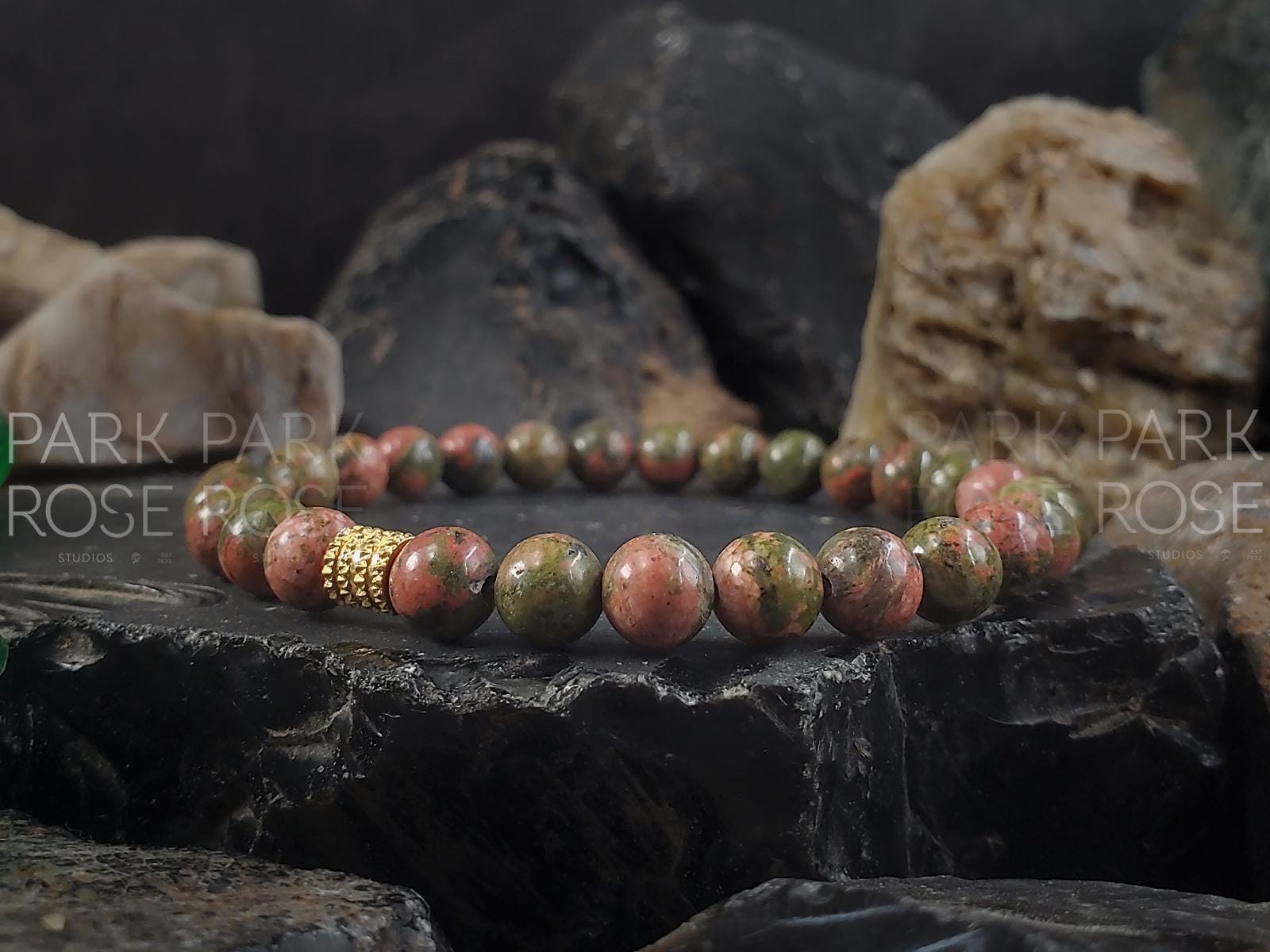 Natural Unakite Beaded Bracelet