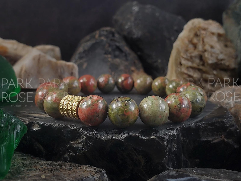 Natural Unakite Beaded Bracelet