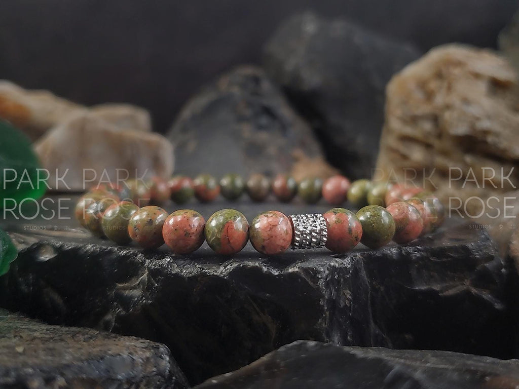 Natural Unakite Beaded Bracelet
