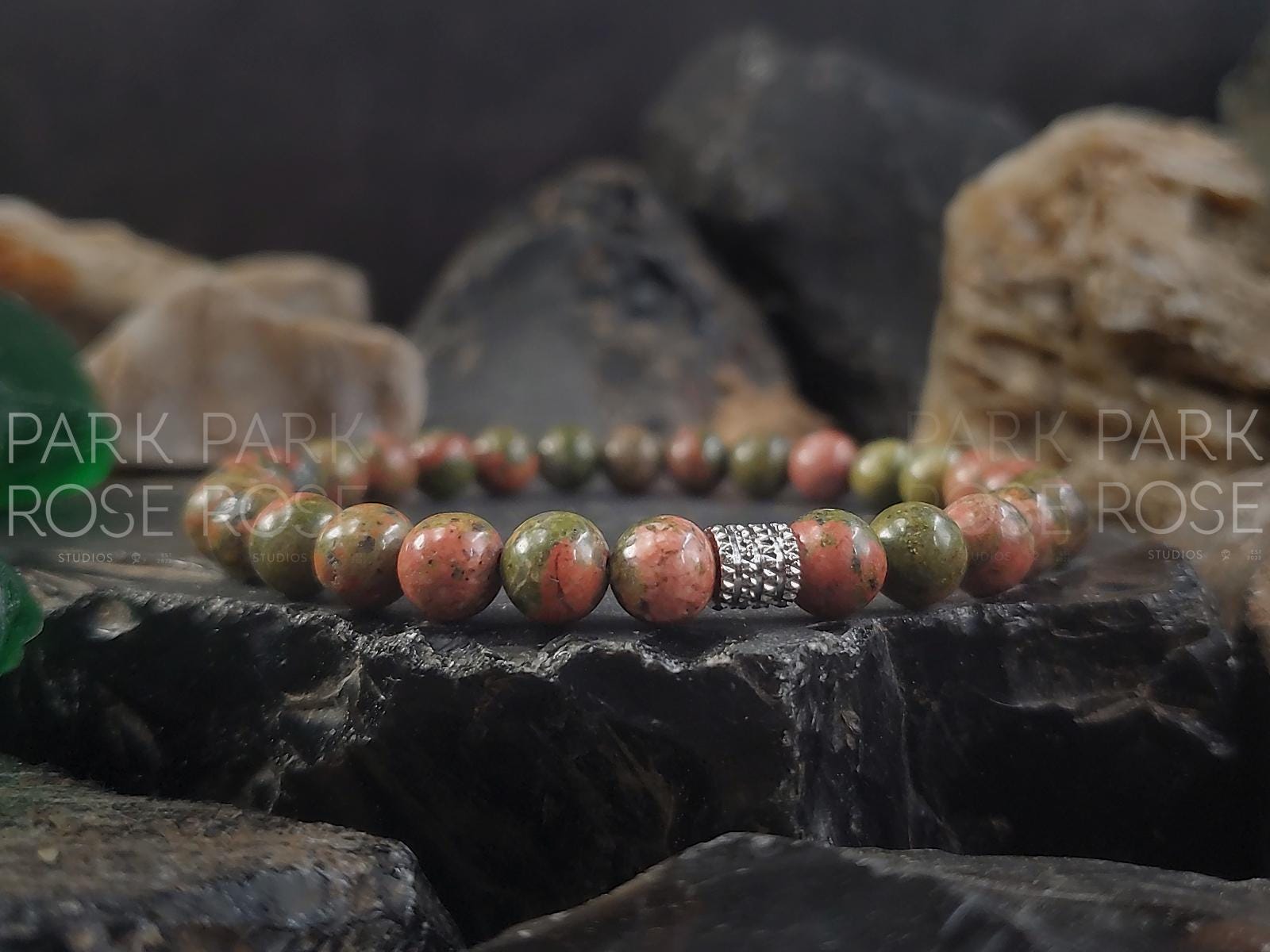 Natural Unakite Beaded Bracelet
