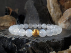 AAAAA Moonstone Bracelet: 24K Gold Cat Eye Bead