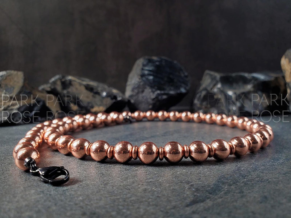 Clear Coated Copper Bead Necklace (8mm)