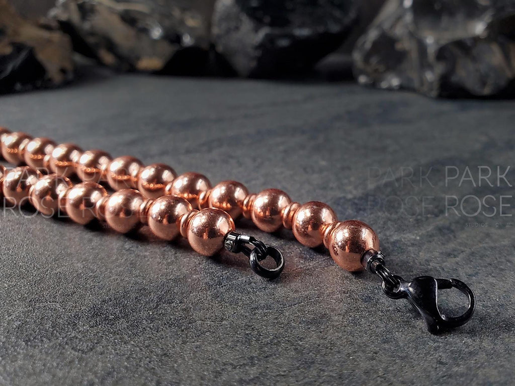 Clear Coated Copper Bead Necklace (8mm)