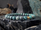Matte African Turquoise Bracelet with Stainless Steel Spacer