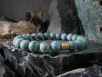 Matte African Turquoise Bracelet with Stainless Steel Spacer