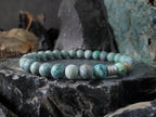 Matte African Turquoise Bracelet with Stainless Steel Spacer