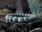 Matte African Turquoise Bracelet with Stainless Steel Spacer