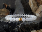 AAAAA Moonstone Bracelet: 24K Gold Cat Eye Bead