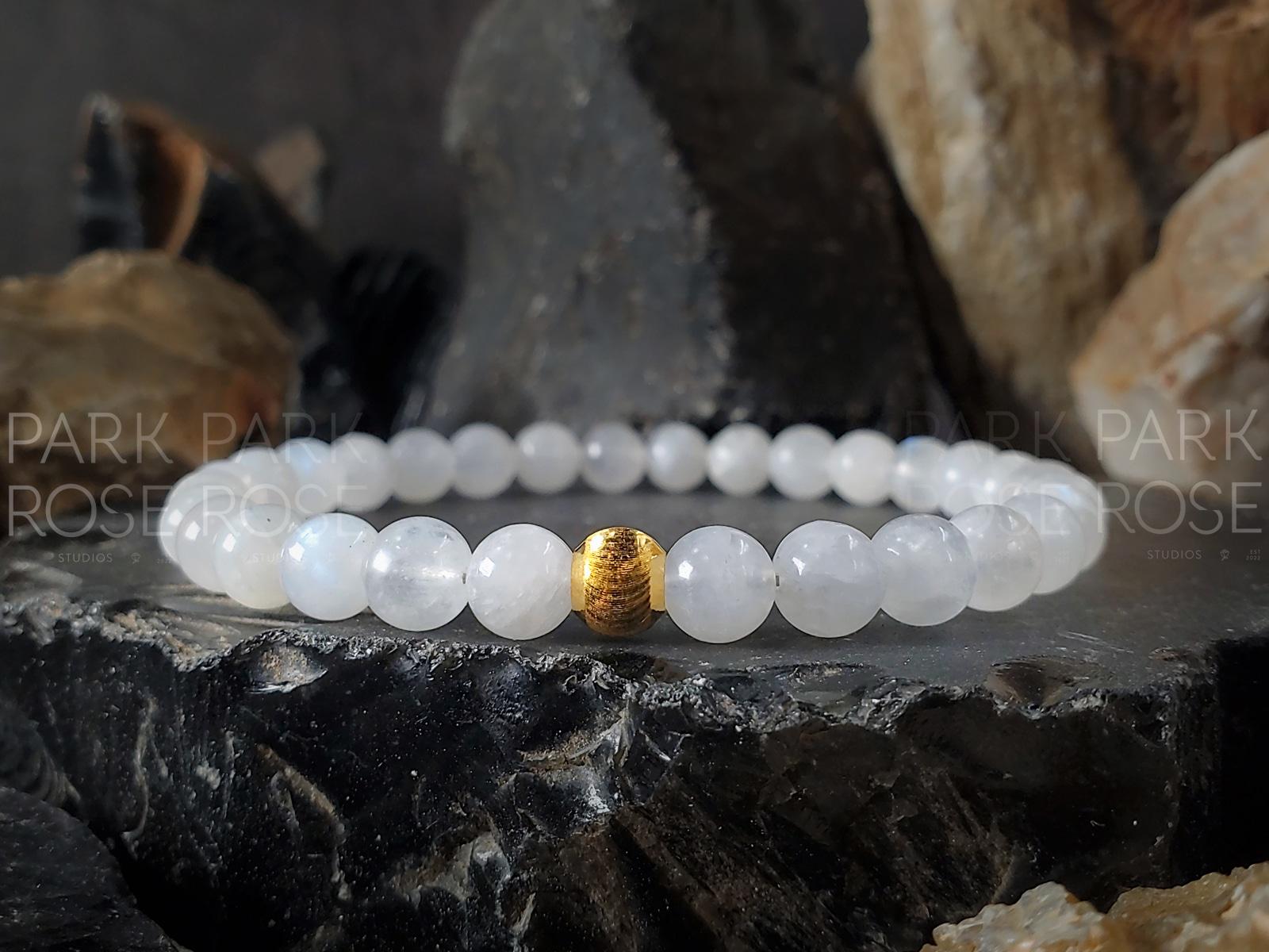 AAAAA Moonstone Bracelet: 24K Gold Cat Eye Bead