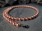 Clear Coated Copper Bead Necklace (8mm)
