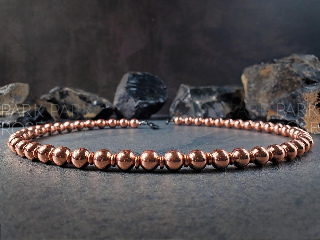 Clear Coated Copper Bead Necklace (8mm)