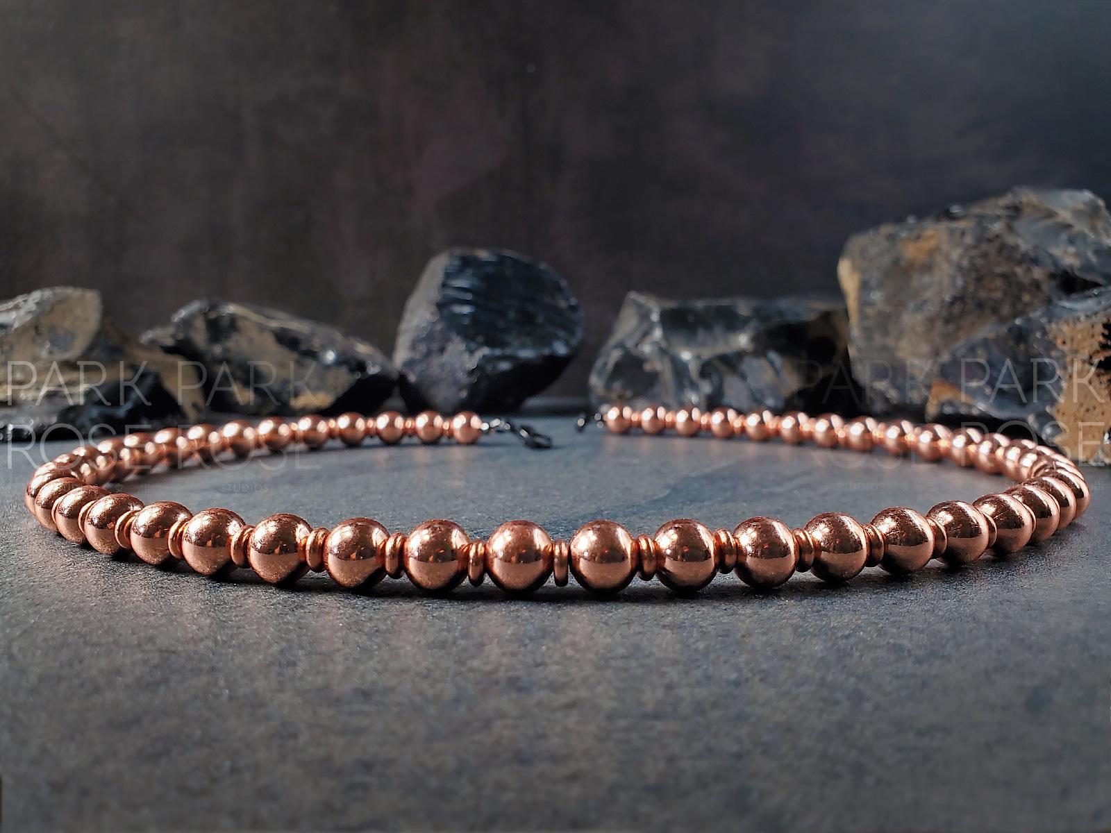 Clear Coated Copper Bead Necklace (8mm)