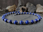 Chunky  Lapis Lazuli Sterling Silver Necklace (10mm)