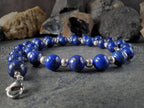 Chunky  Lapis Lazuli Sterling Silver Necklace (10mm)