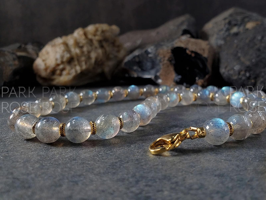 Madagascar Labradorite Necklace: 24K Gold/Silver Accents