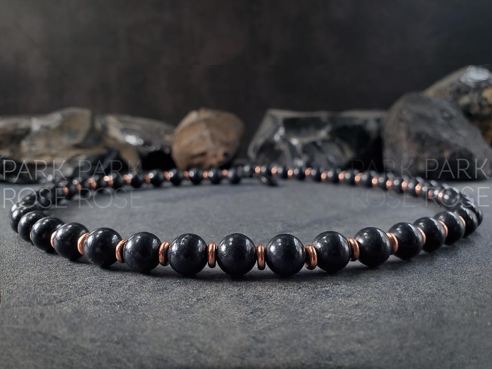 Shungite & Copper Gemstone Necklace (8mm)
