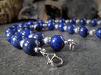 Chunky  Lapis Lazuli Sterling Silver Necklace (10mm)
