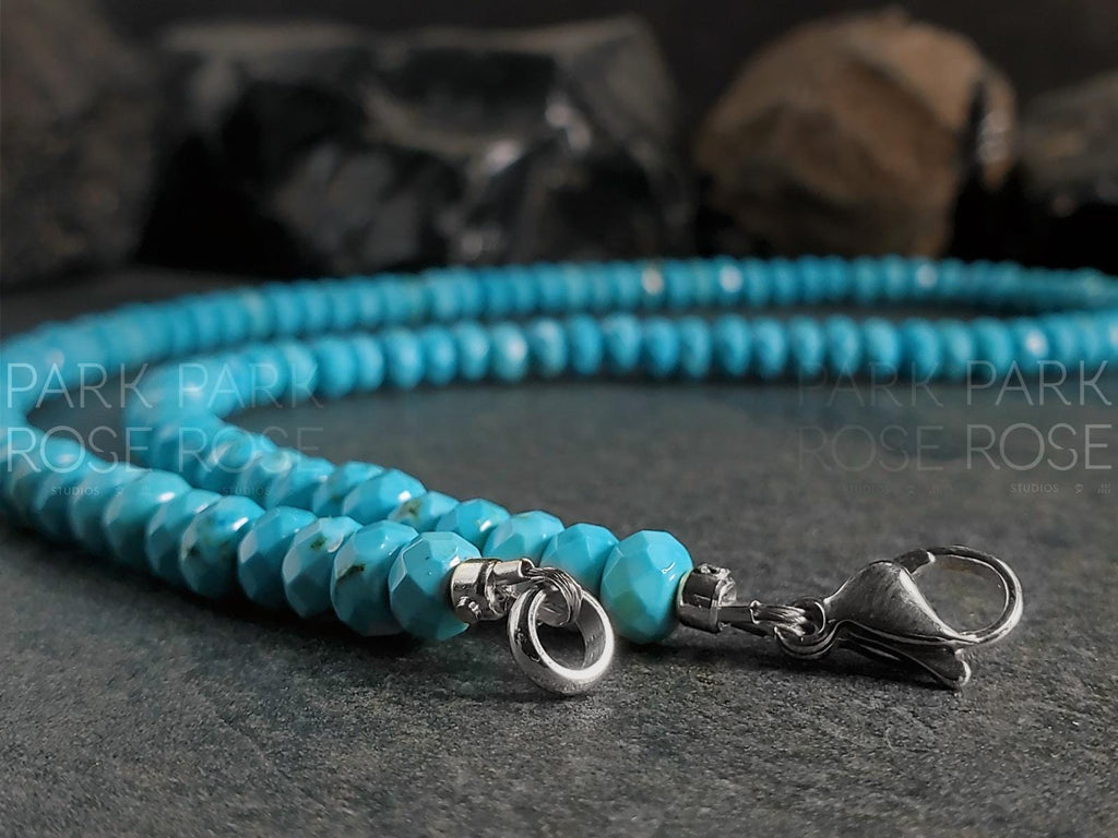 Faceted Turquoise Beaded Necklace: Natural Turquoise Jewelry