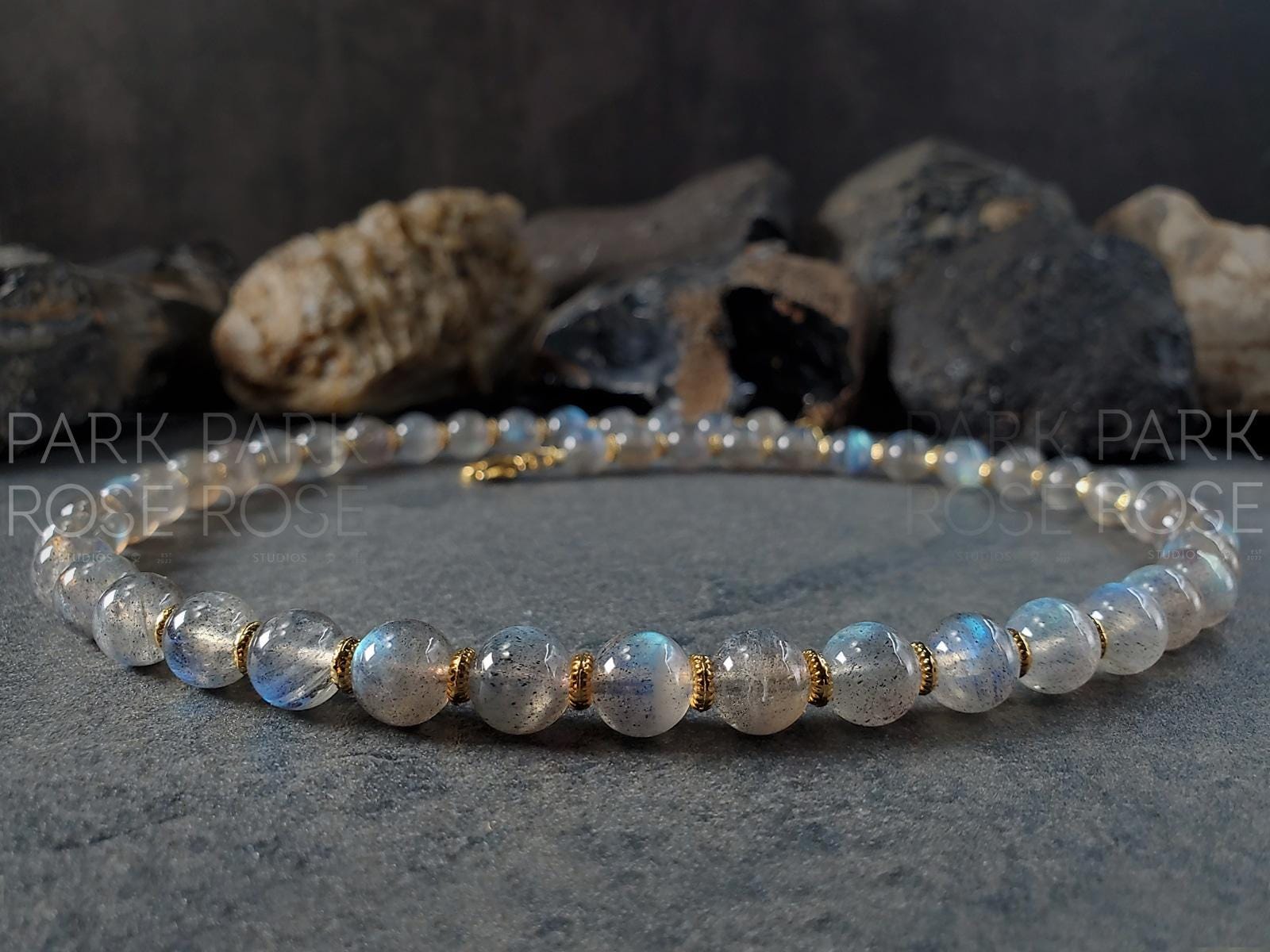 Madagascar Labradorite Necklace: 24K Gold/Silver Accents