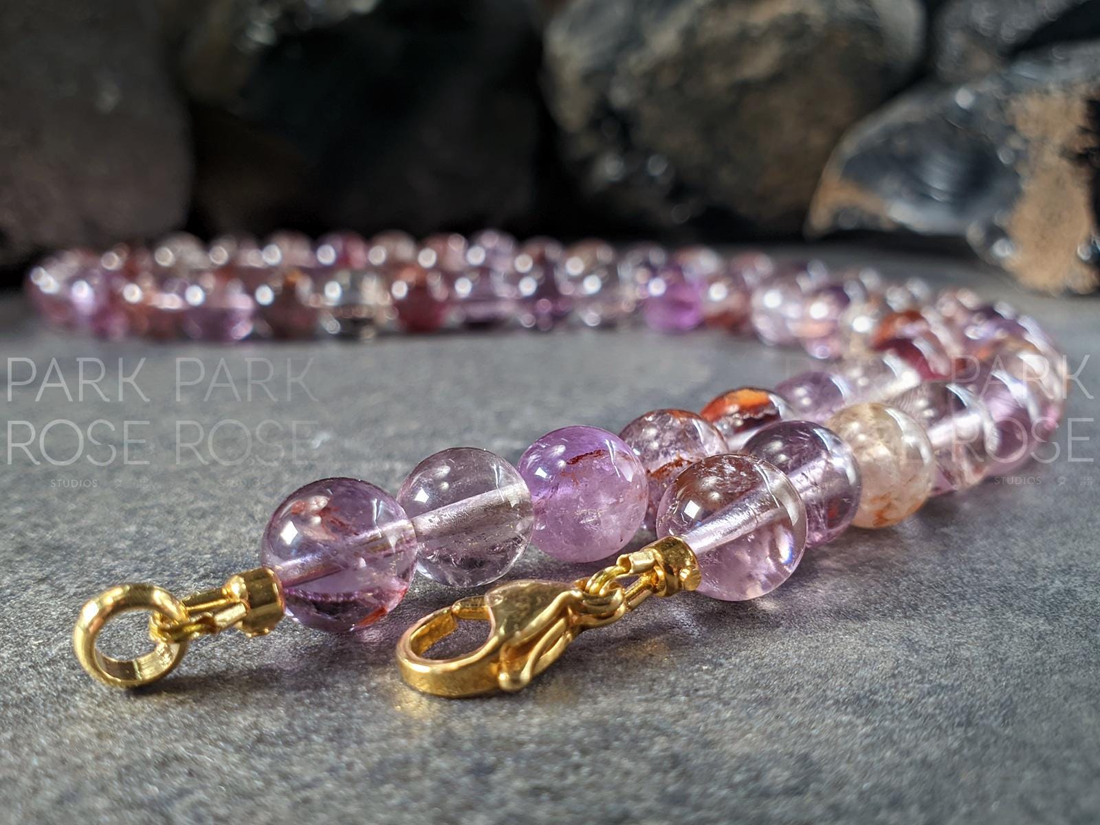 AAAA Super Seven Stone Necklace: Gold or Silver Accents