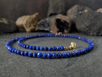Dainty Lapis Lazuli Necklace: Gold or Silver Stainless Steel Clasp (4mm)