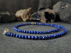 Lapis Lazuli Necklace Bracelet Set: Gold or Silver Stainless Steel (4mm)