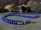 Dainty Lapis Lazuli Necklace: Gold or Silver Stainless Steel Clasp (4mm)