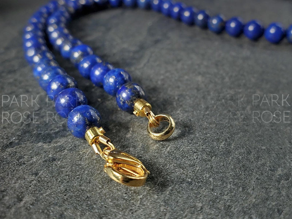 Lapis Lazuli Necklace: 24K Gold Cat Eye Beads (6mm)