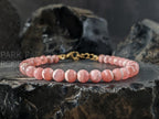 Dainty Rhodochrosite Bracelet: 24K Gold Coated/Stainless Steel Accents