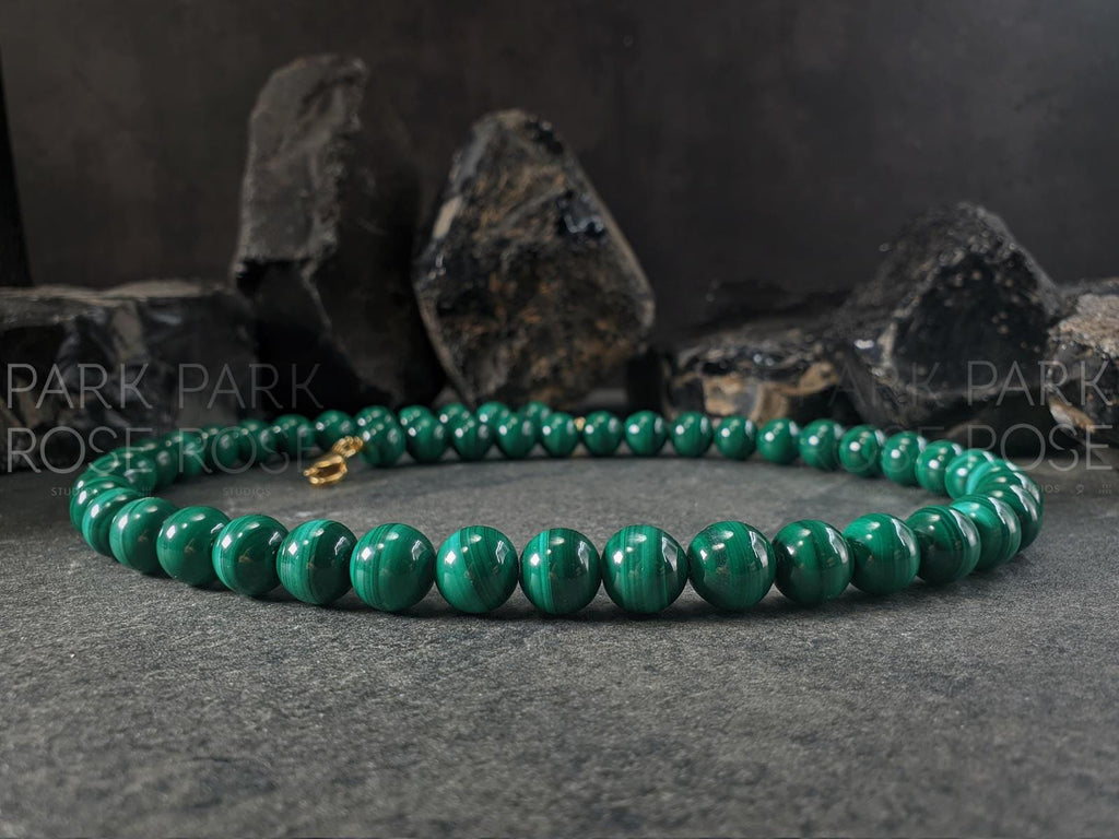AAAAA Congo Malachite Gemstone Necklace(10mm)