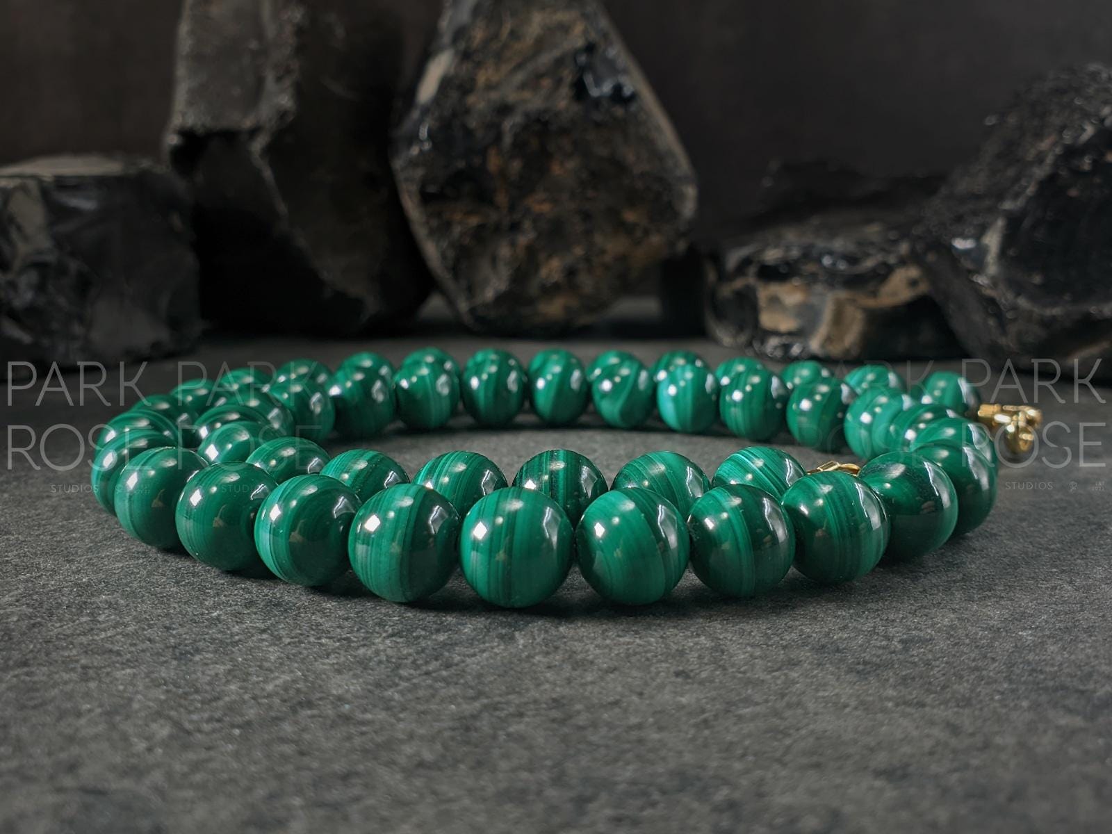 AAAAA Congo Malachite Gemstone Necklace(10mm)