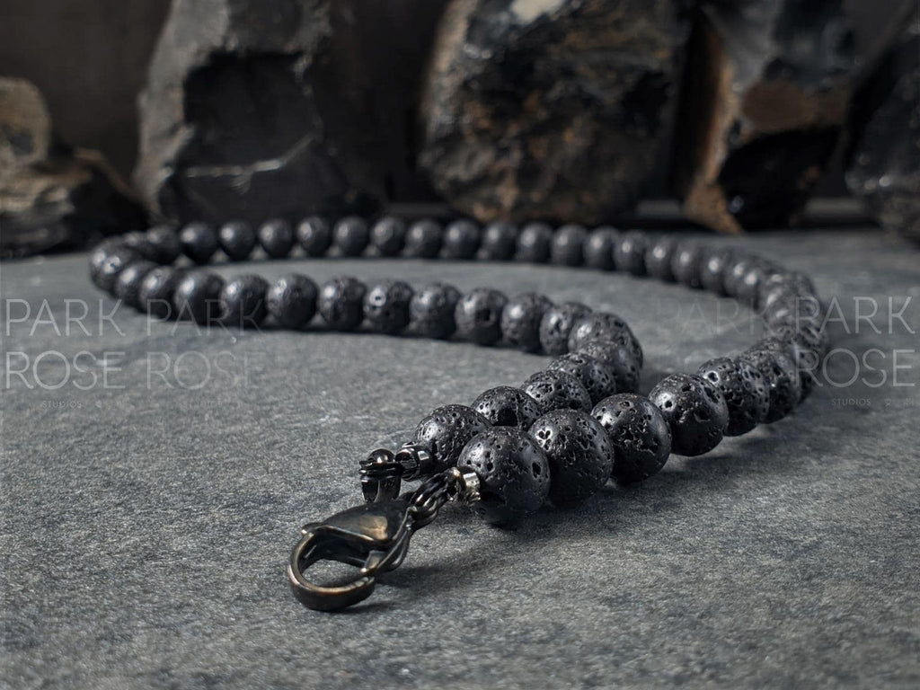 Black Lava Bead Necklace (6/8/10/12/14mm)