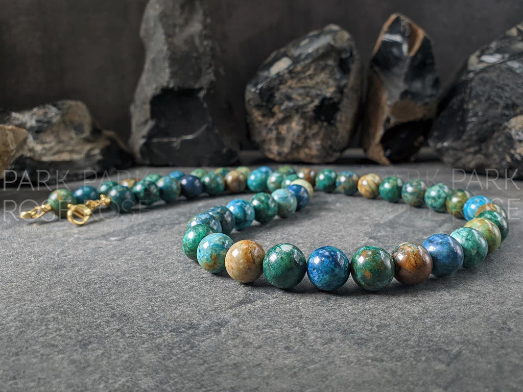 Phoenix Chrysocolla Lapis Lazuli Gemstone Necklace (10mm)