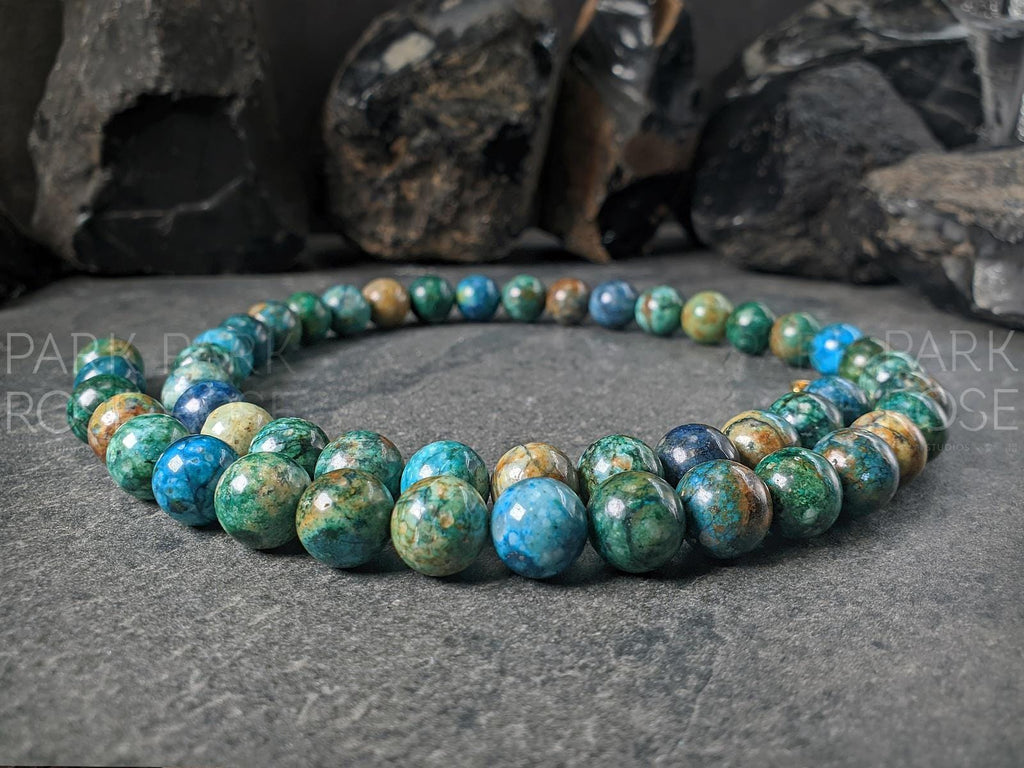 Phoenix Chrysocolla Lapis Lazuli Gemstone Necklace (10mm)