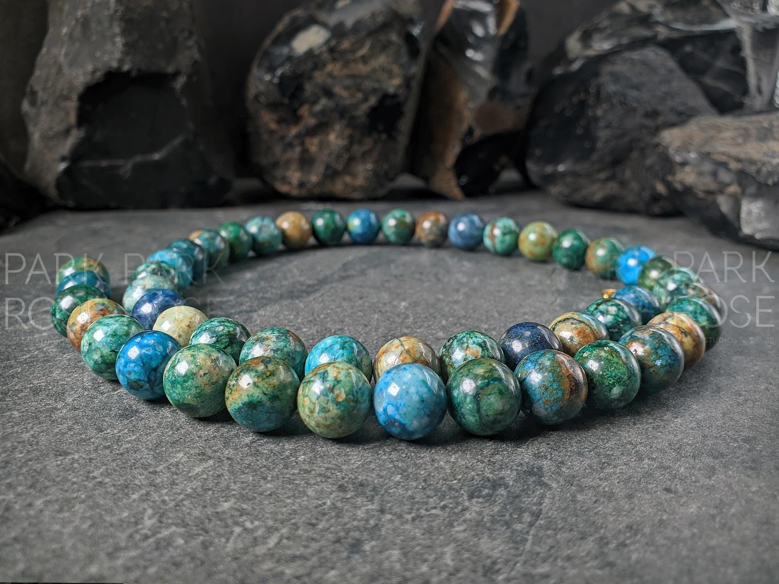 Phoenix Chrysocolla Lapis Lazuli Gemstone Necklace (10mm)