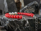 Red Coral & Baroque Pearl Bracelet: 24k Gold Coated or Stainless Steel Accents (5mm)