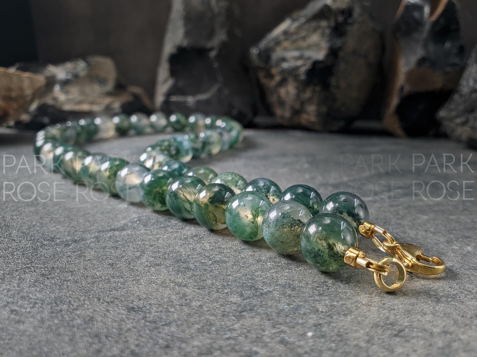 Chunky AAA Moss Agate Gemstone Necklace