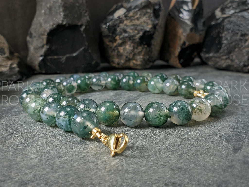 Chunky AAA Moss Agate Gemstone Necklace