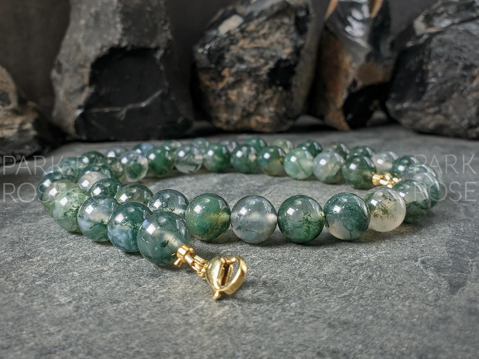 Chunky AAA Moss Agate Gemstone Necklace