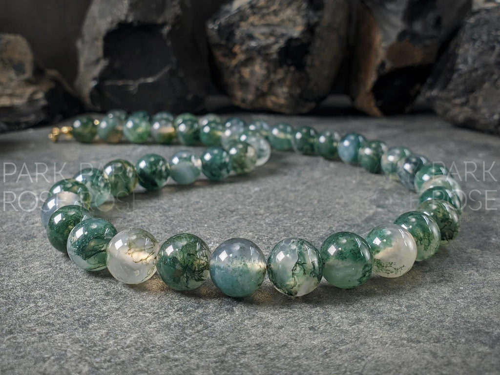 Chunky AAA Moss Agate Gemstone Necklace