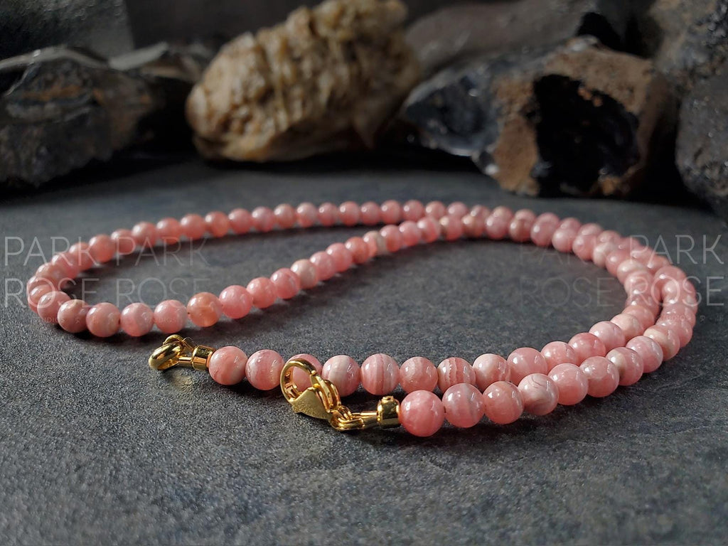 Bundle: Argentinian Rhodochrosite Necklace Bracelet Set (5mm)