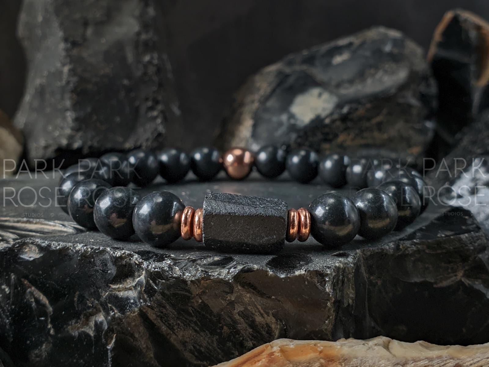 Shungite Copper & Raw Black Tourmaline Bracelet