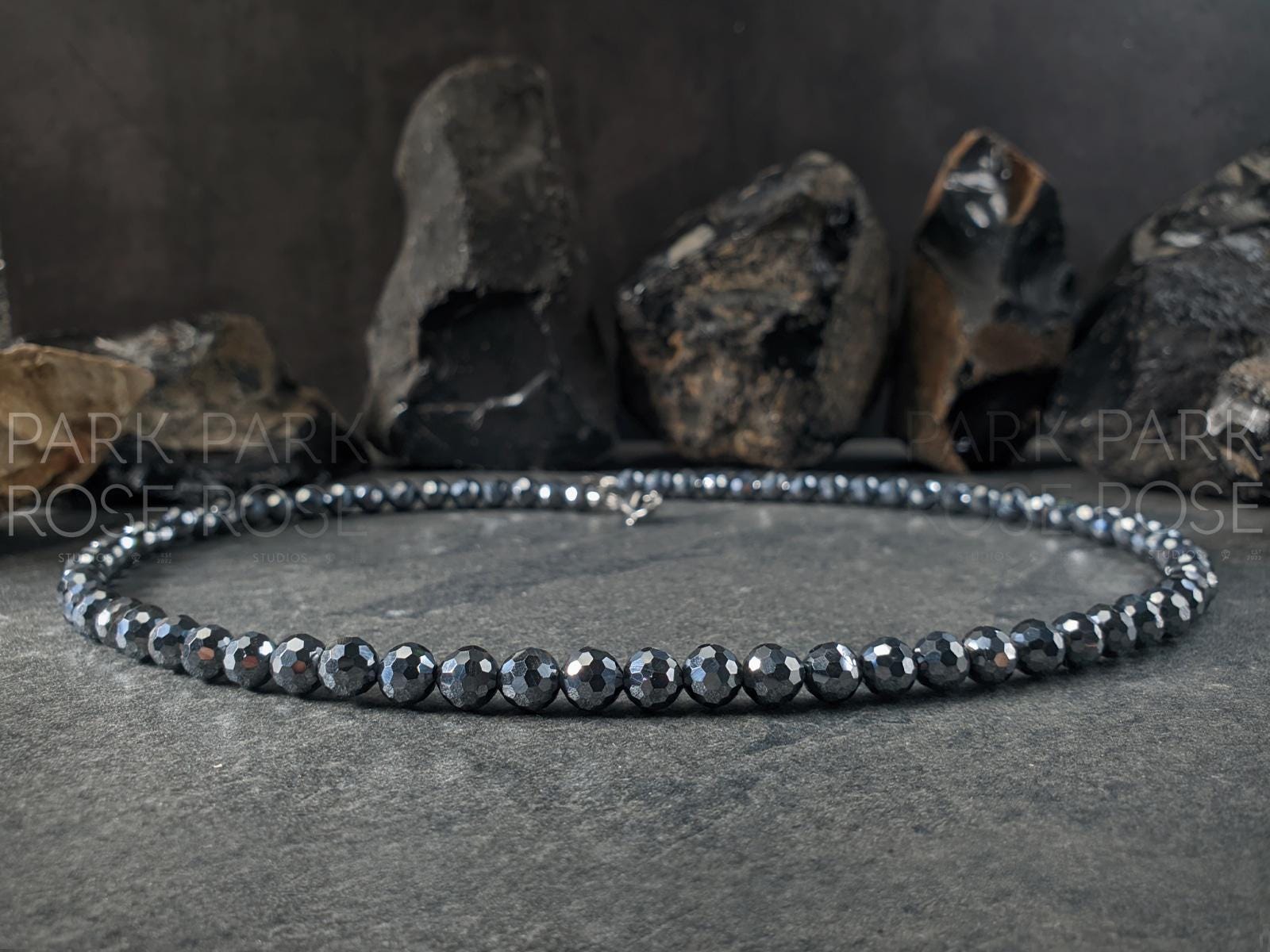 Faceted Terahertz Necklace: Hypoallergenic Stainless Steel Clasp (6mm)