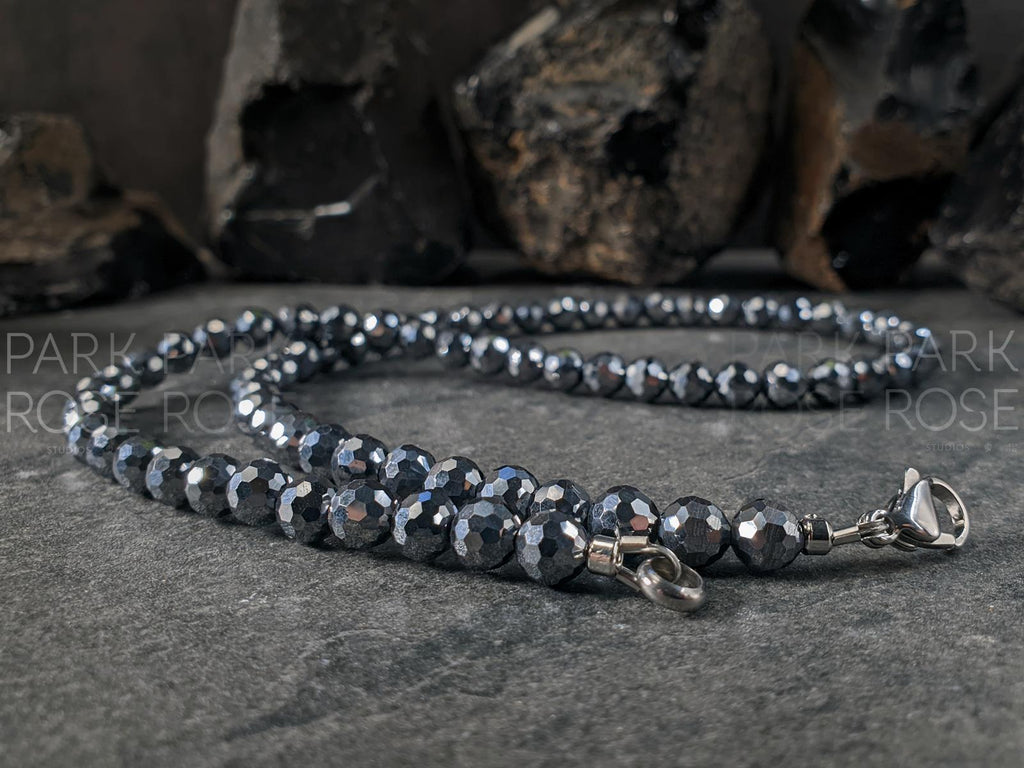 Faceted Terahertz Necklace: Hypoallergenic Stainless Steel Clasp (6mm)