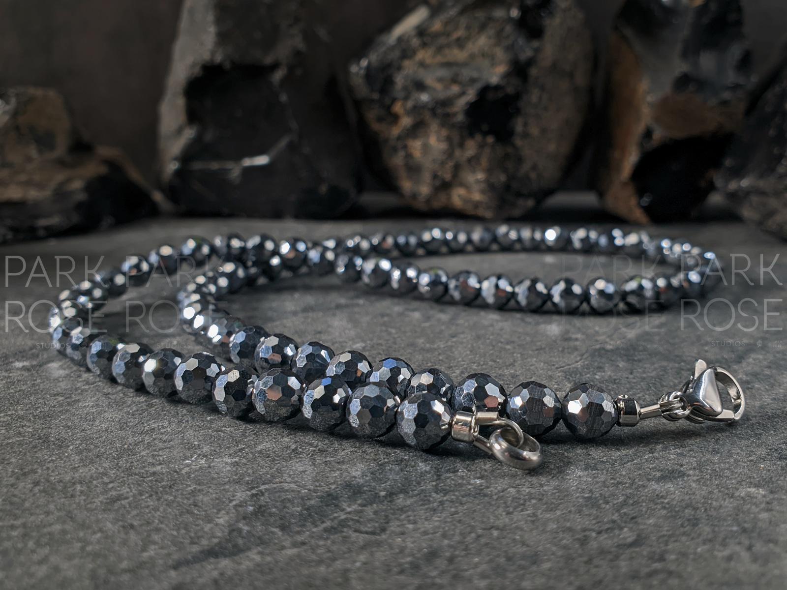 Faceted Terahertz Necklace: Hypoallergenic Stainless Steel Clasp (6mm)