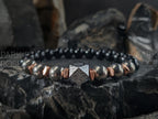 Certified Gibeon Meteorite, Titanium & Copper Gemstone Bracelet (8mm)