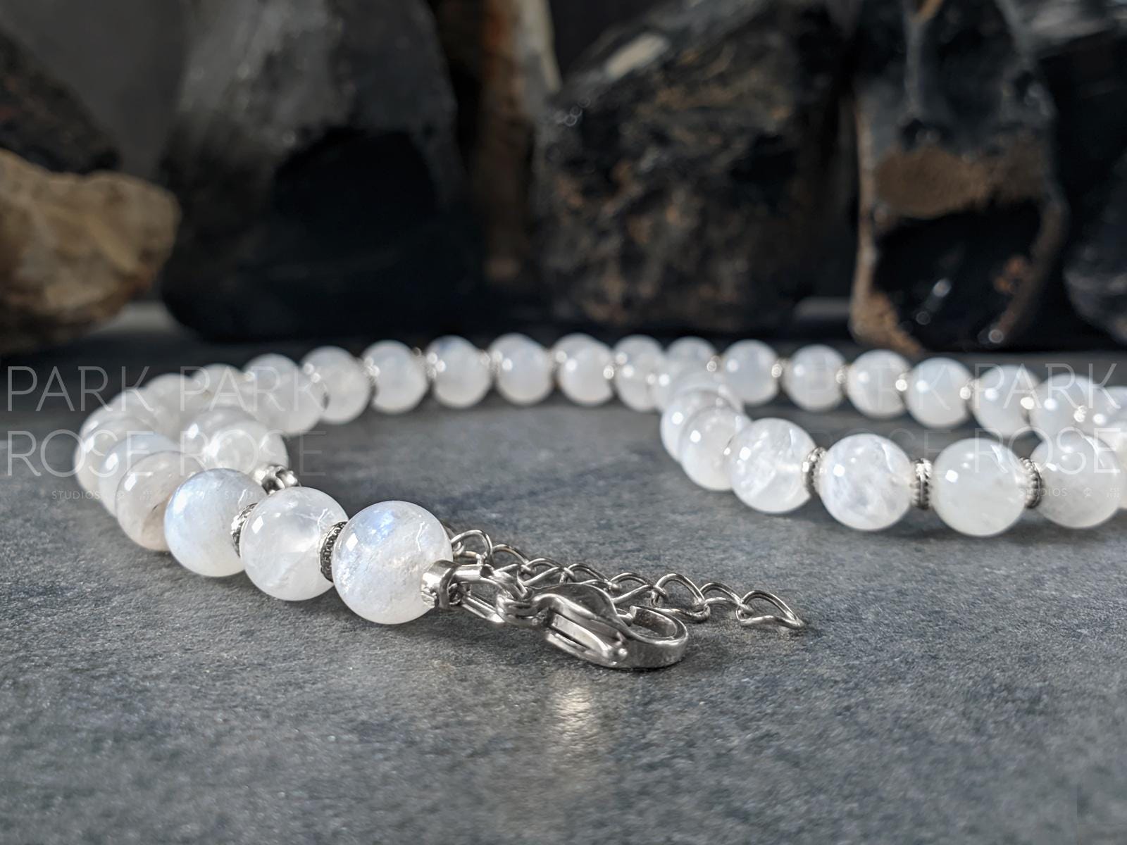 High Grade AAAA Untreated Natural Rainbow Moonstone Necklace