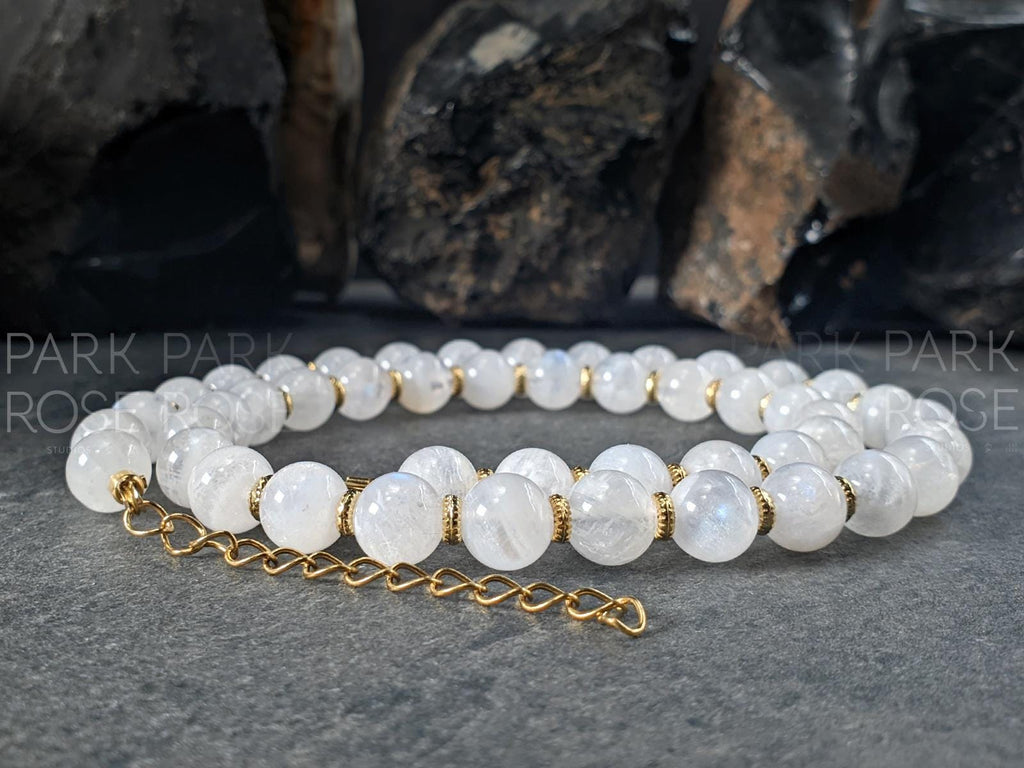High Grade AAAA Untreated Natural Rainbow Moonstone Necklace